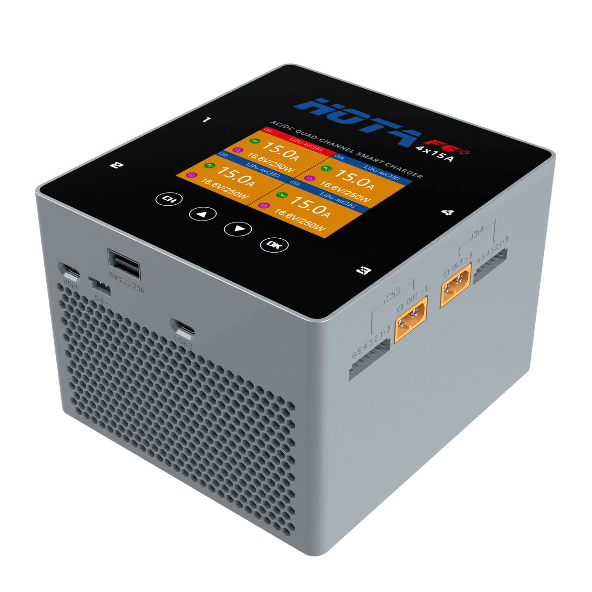 HOTA F6+ 4×250W AC/DC Įkroviklis (4 kanalai)