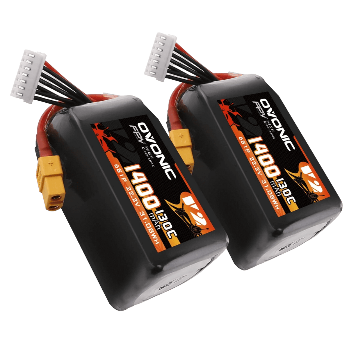 Ovonic 6S 22.2V 1400mah 130C Lipo Akumuliatoriai (2 vnt.)